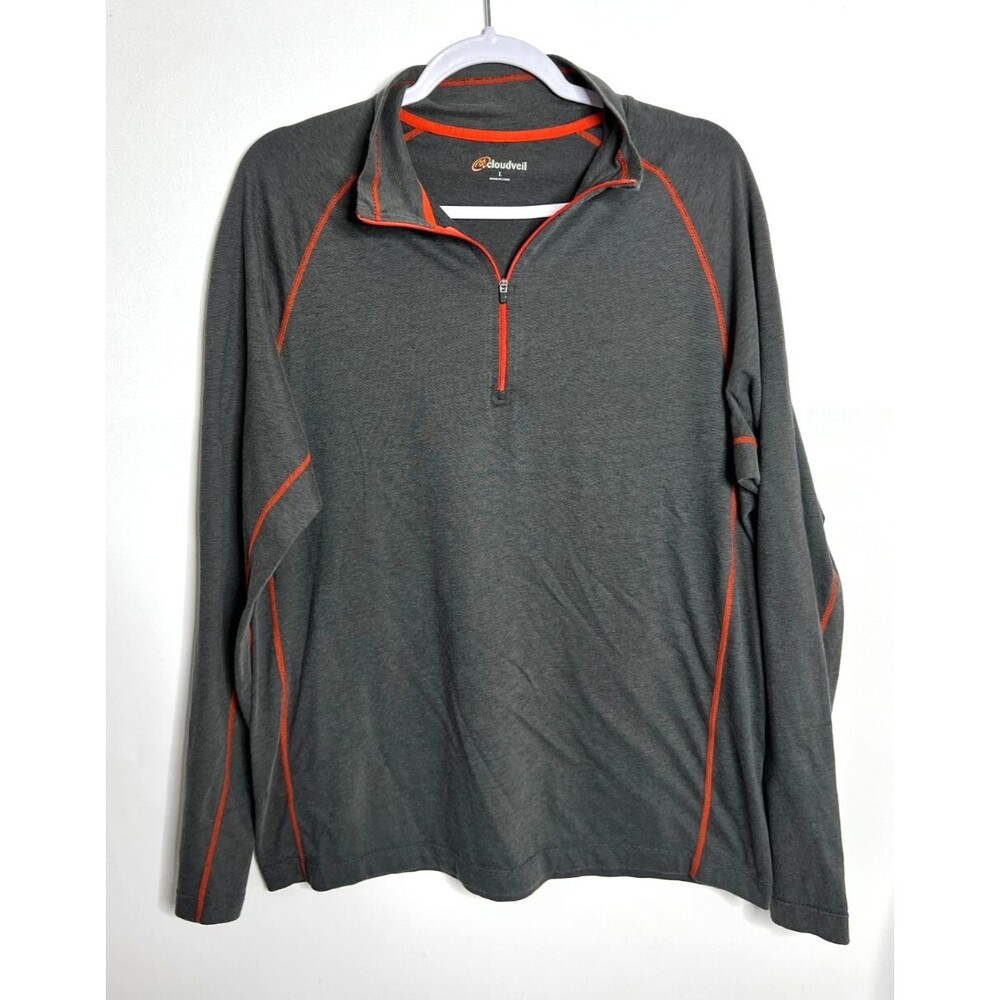 Cloudveil Sweatshirt Mens Large Gray Long Sleeve 1/4 Zip Lightweight Hiking